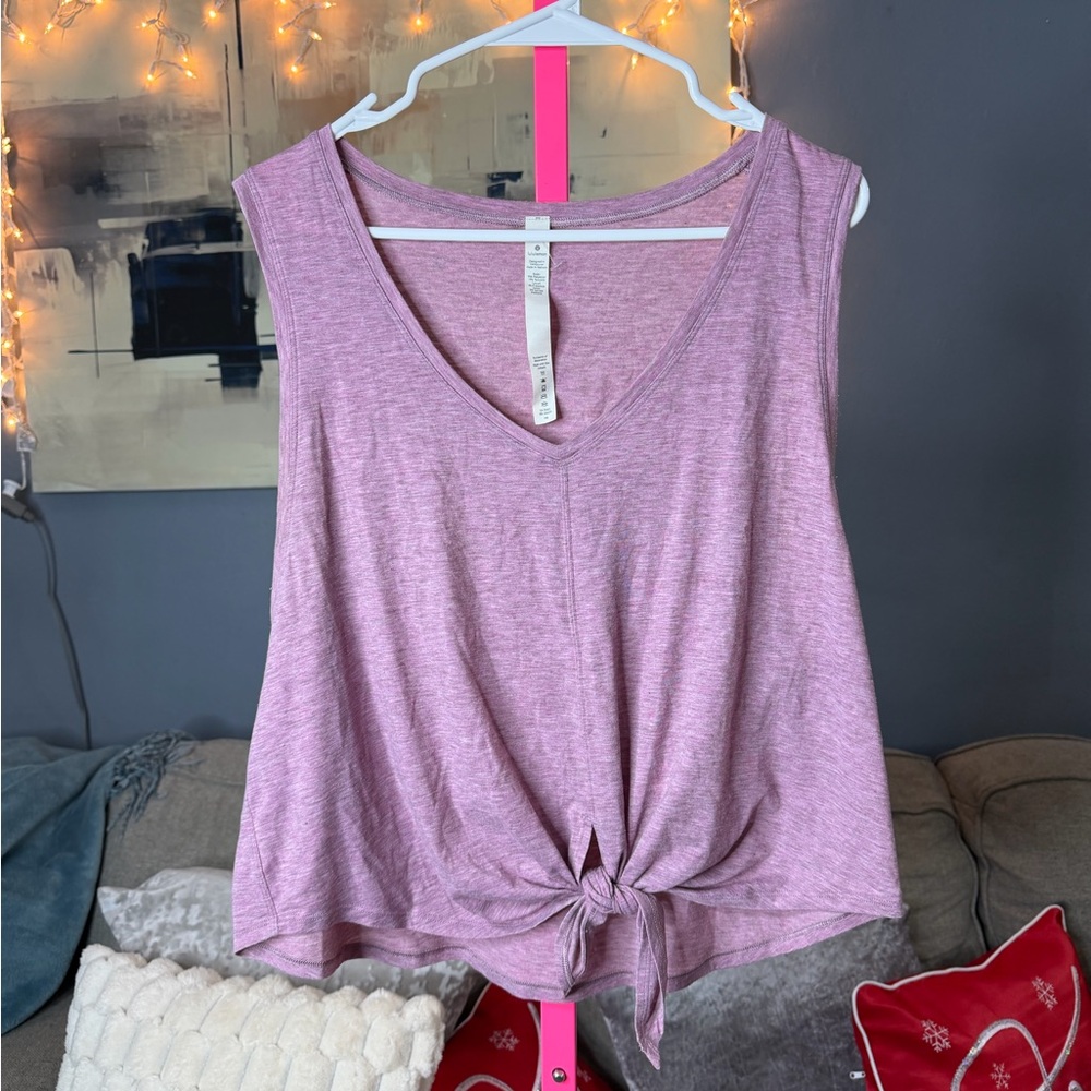 lululemon athletica Heathered Mauve Tie-Front V-Neck Tank
